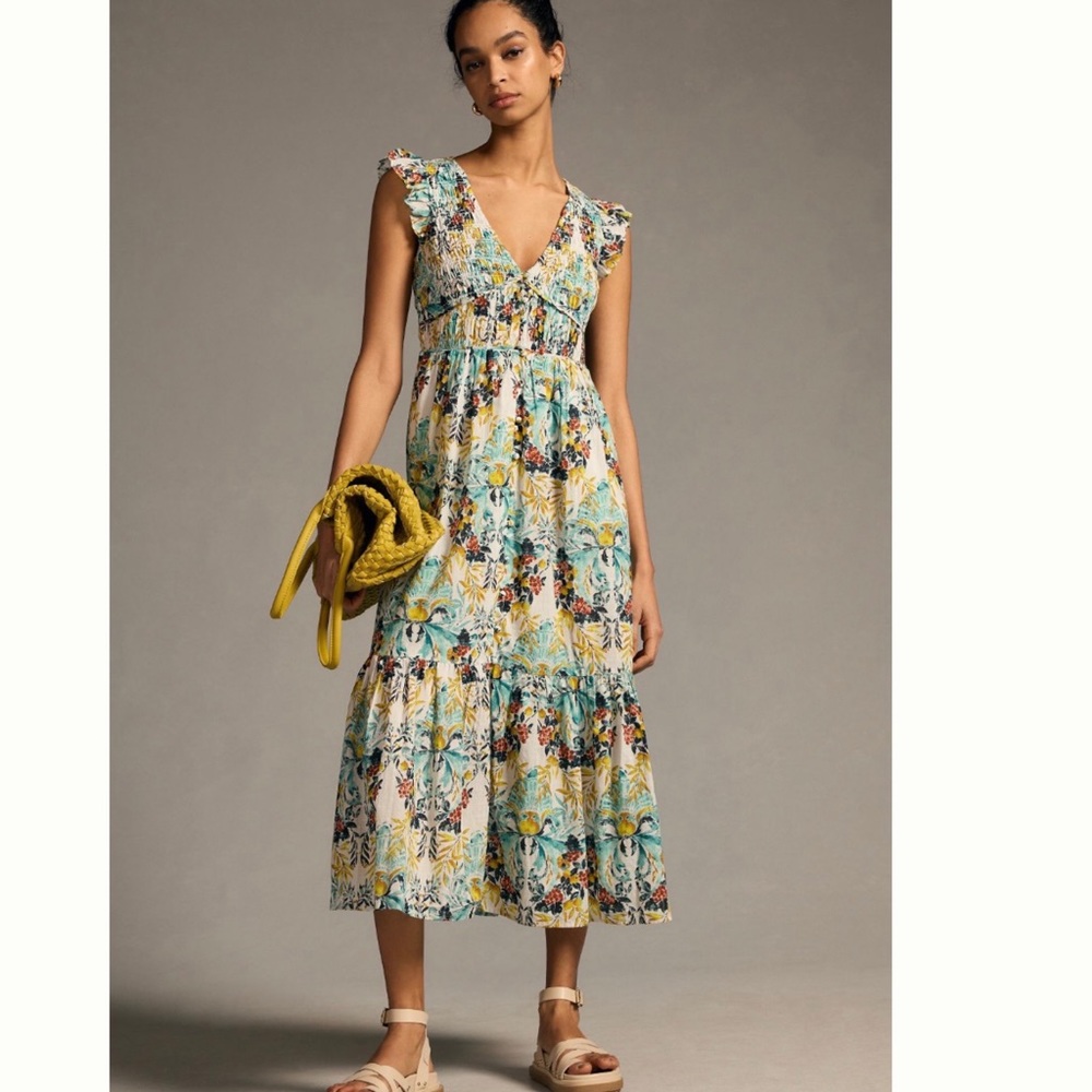 NWT Anthropologie The Peregrine Floral Midi Dress